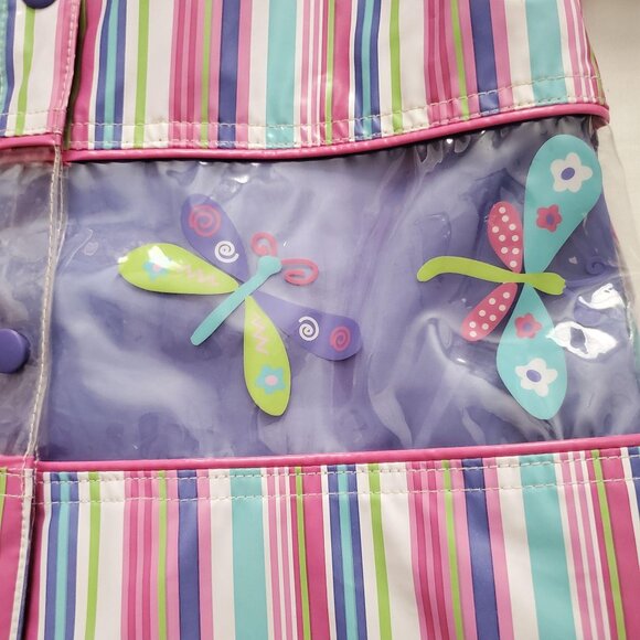 Clockwise Kids Multicolor Vertical Stripes Butterflies Print Raincoat Size 3T - Picture 6 of 10